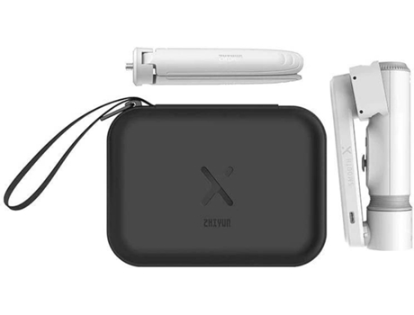 Gimbal ZHIYUN Kit Smooth X Branco Kit (Bluetooth - Autonomia: 4 Horas - Branco) — O Smooth X é ultra leve. Mede só 14,5cm. Incorpora um Selfie Stick de 26cm. Nova app ZY Cami. Corte, adicione música, stickers, legendas, transições.Efeitos de beleza personalizáveis. Bateria até 4 horas