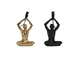 Lâmpada De Mesa Dkd de Decoração de Casa de 25w Preto Dourado Homem 220 V Moderno (2 Unidades) (16 X 10,5 X 25 Cm)