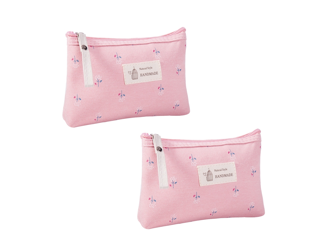 Bolsa Cosmética De Lona De 2 Peças Feminina Portátil Flor Bolsa De Armazenamento De Cosméticos Para Meninas De Grande Capacidade Rosa ZMDECQNA