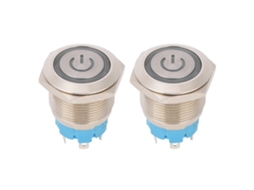 Interruptor De Botão Push 4-pino 19mm Cabeça Plana Aço Inox Com Luz Ip65 12-24vdc Branco 2pcs