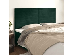 Vidaxl Cabeceira Verde Escuro 160x5x118/128 Cm Veludo