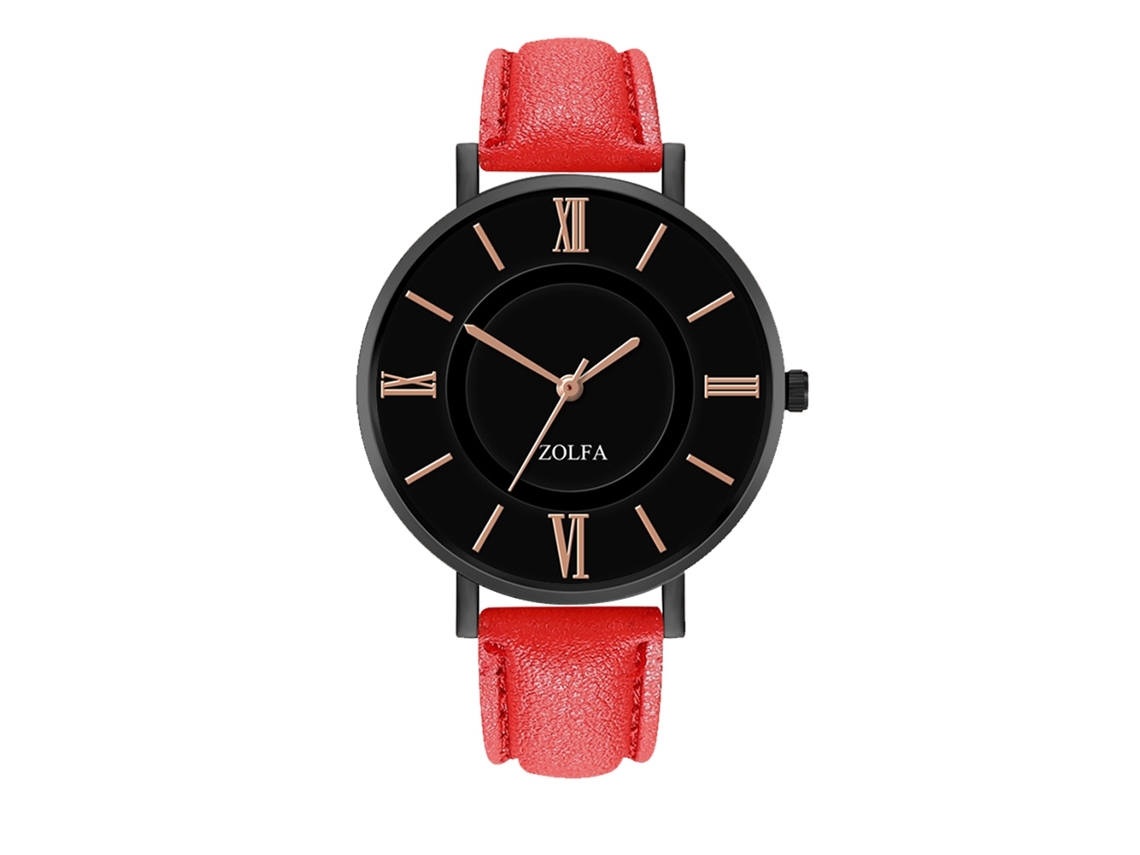 Reloj De Pulsera De Aleación Con Dial Redondo Analógico De Cuarzo Para Mujeres Y Hombres (rojo)