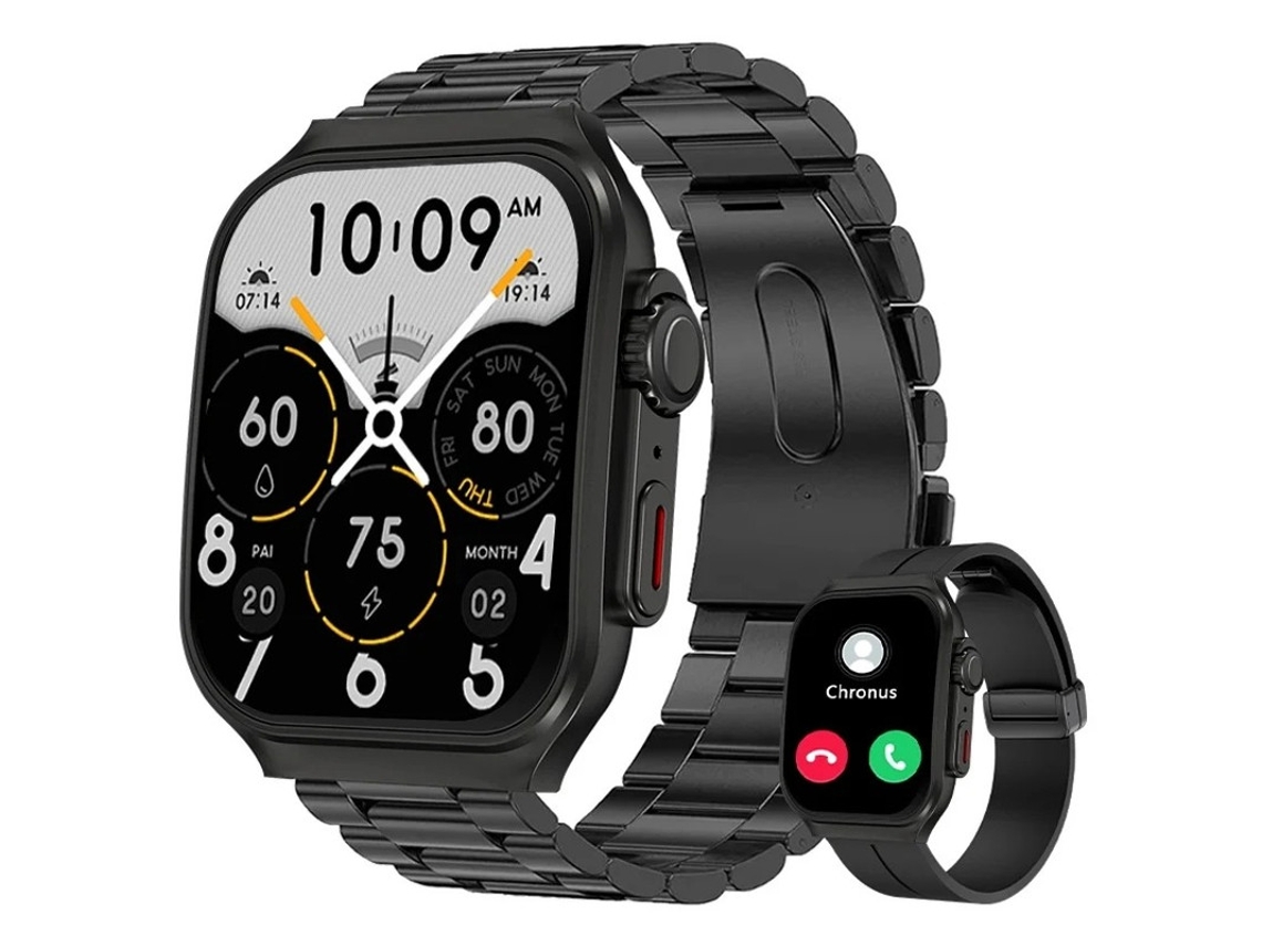 Smartwatch com tela Ultra HD de 2,01" com design curvo 3D, chamadas Bluetooth, monitoramento de frequência cardíaca e SpO2 (pré Bestvite (duas pulseiras)