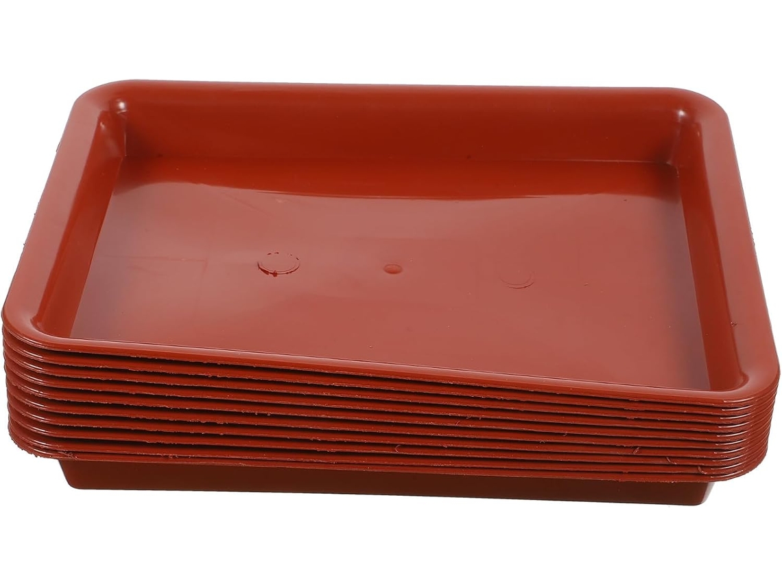 Pratos para Vasos de Plantas Inoomp, Plástico, 10 Peças, 20x15cm, Retangulares, Bandeja Coletora de Água para Bonsai e CHABERLU