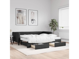 Vidaxl Sofá cama com Gavetão e Gavetas 90x190 Cm Tecido Preto