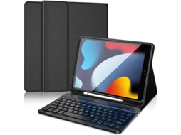 Capa Minimalista Em Couro Preto Teclado Bluetooth Quadrado Totalmente Preto, Ipad De 10ª Geração De 10,9 Polegadas/2022 Yunzii