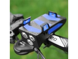 Luz De Bicicleta 4 Em 1 Com Buzina, Suporte Para Celular E Power Bank 250 Lumens Usb Recarregável Impermeável