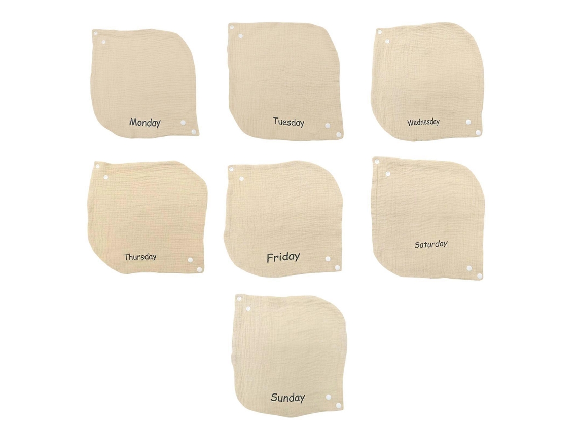 Babador De Alimentação Da Série 7pcs Week, Babador Forte E Absorvente Ajustável Para Crianças Pequenas, Avental Para Babar, Panos Para Arrotar, Babado