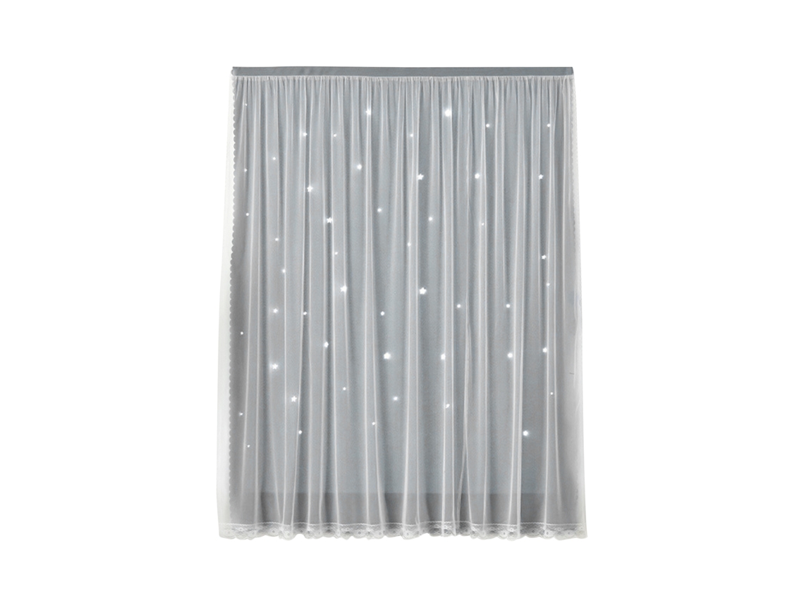 Cortinas autoadesivas de poliéster, sem necessidade de furar, fácil instalação com velcro.