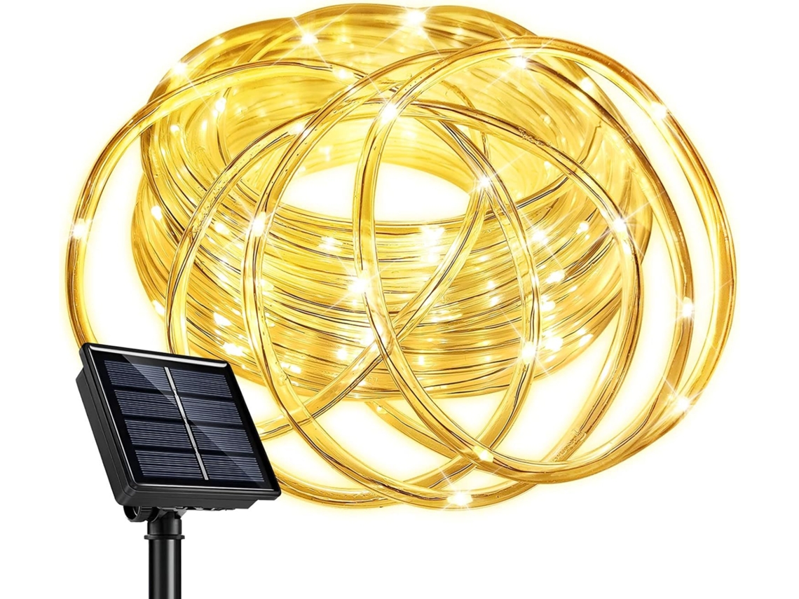 Luzes De Led Cordão, Cordão De Luzes Solares, Luzes De Fada À Prova D'água Em Tubo Fino Transparente, 22 M, 200 Luzes, 8 Modos (quente) Spqment