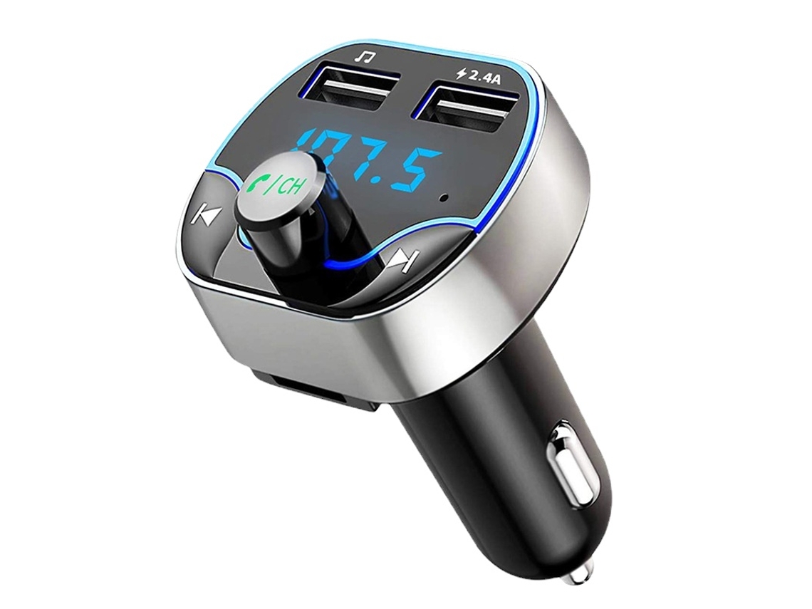 Transmissor Fm YIZHOOD T24 Mp3 Bluetooth Mãos-Livres Dual Usb Carregador de Carro Preto