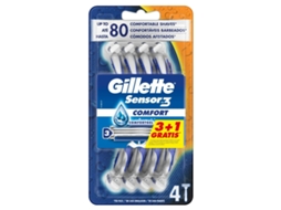 Máquinas de Barbear Descartáveis GILLETTE Sensor 3 Comfort 4 Unidades