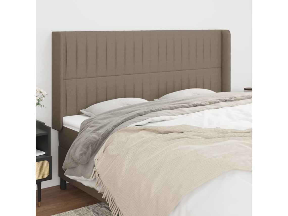 Cabeceira | Painel De Cama Cama Abas Tecido 203x16x118/128 Cm Cinza-acastanhado