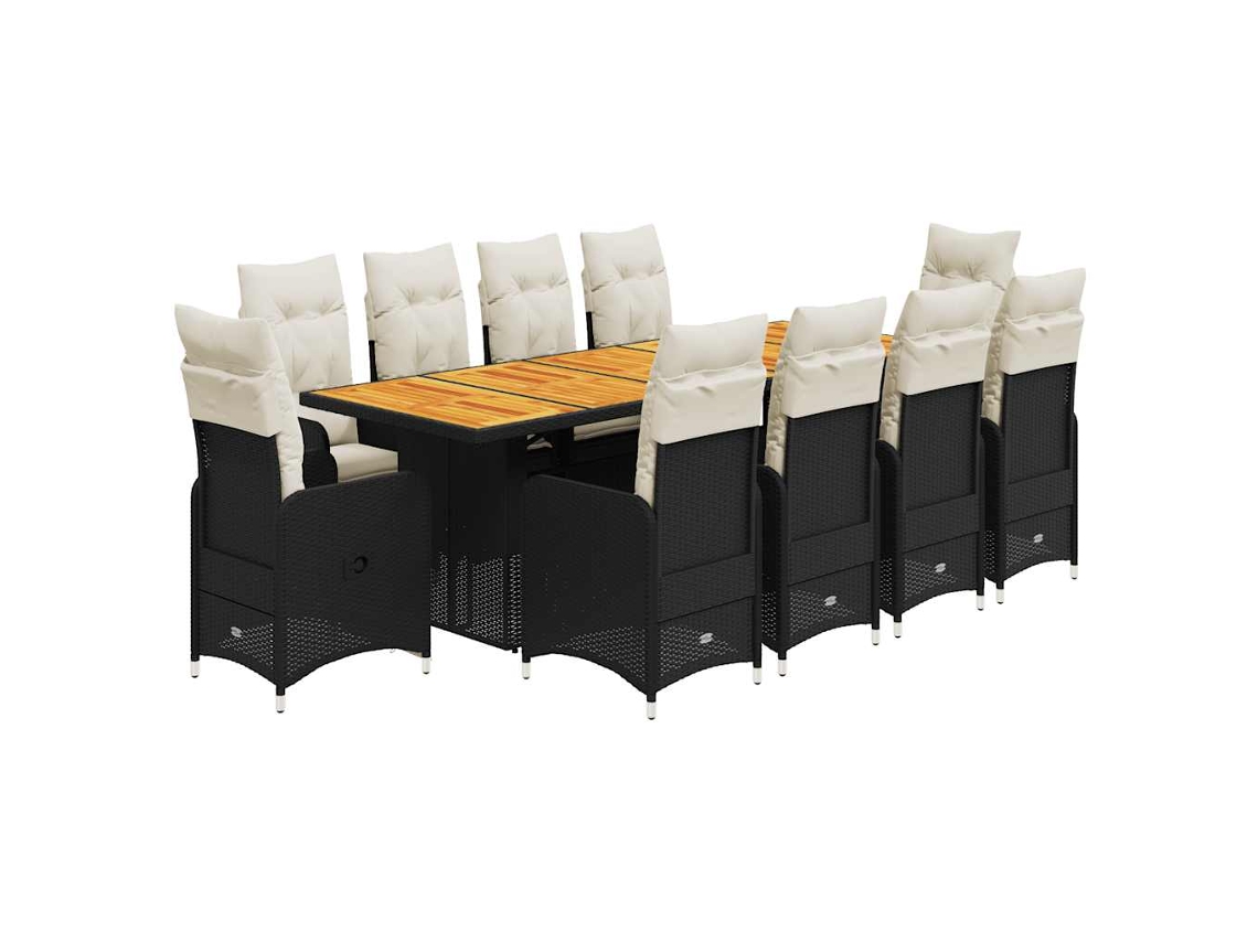 Maison Exclusive - 11 Pcs Conjunto De Bistrô P/ Jardim C/ Almofadões Vime Pe Preto