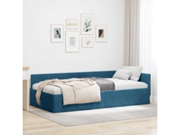 Vidaxl Estrutura De Cama De Canto Azul 80 Cm X 200 Cm Veludo