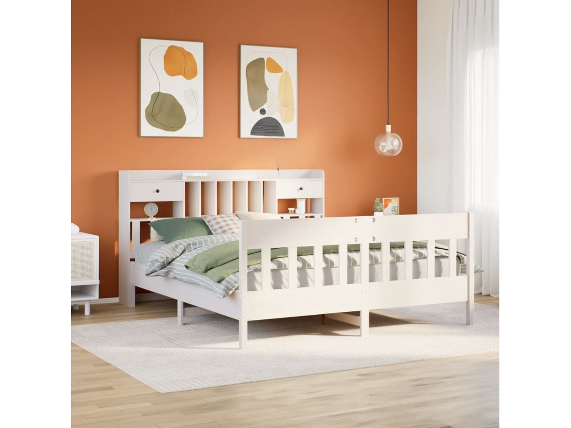 Vidaxl Cama Sem Colchão 180x200 Cm Madeira De Pinho Maciça Branco
