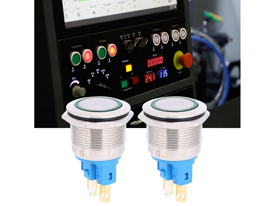Botão de Reset 6 Pinos Aço Inox Ac220v