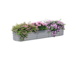 Canteiro Elevado De Plantas, Canteiro Modular, Bordas Protegidas, Design Sem Fundo, 195 X 62 X 30 Cm, Prata