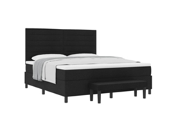Cama Box com Cabeceira Preto 180 X 200 Cm Tecido MAISON EXCLUSIVE
