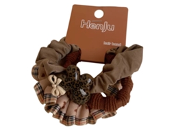 Conjunto De 3 Doces Casuais Para Cabelo De Nó E Encantos Irisados Minimalista Marrom