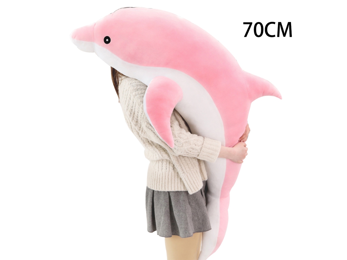 Ats juguete de Peluche Delfín 70cm Rosa Peluche Corto Algodón Pp Animal de Peluche Bonito