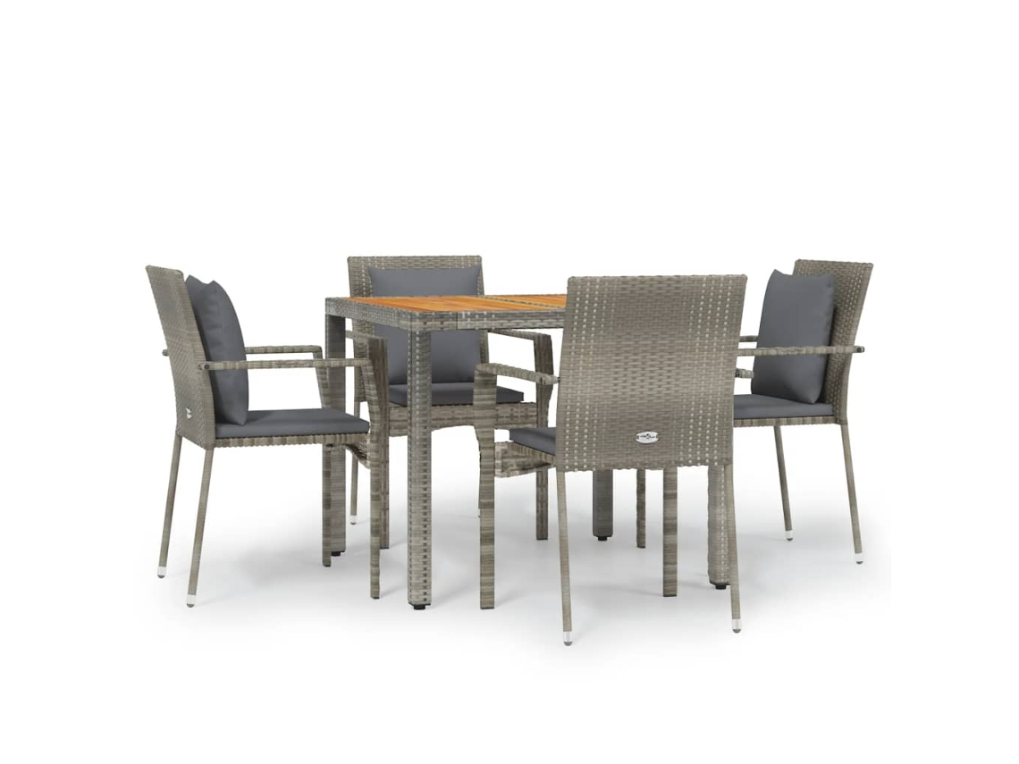 Garden Dining Set, Garden Dining Sets Vidaxl Cinzeto Rattan / Vime (mesa Com 90 Cm De Comprimento)
