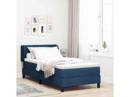 Vidaxl Cama Box Com Almofada Com Cabeceira Azul 90 X 190 Cm Tecido