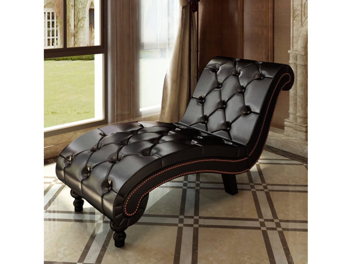 Vidaxl Chaise Longue Couro Artificial Castanho
