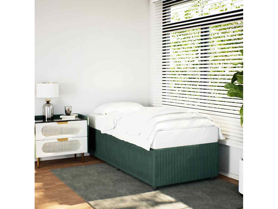 Estrutura De Cama Sem Colchão 80x200 Cm Veludo Verde-escuro