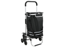 Carrinho De Compras Preto Compacto Com Armazenamento Vidaxl Preto Alumínio (47x39x101cm)