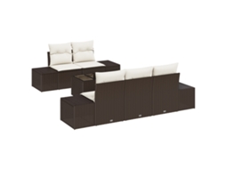 Conjunto De Sofá De Jardim Vidaxl Castanho Vime Pe (55 X 55 X 37 Cm)