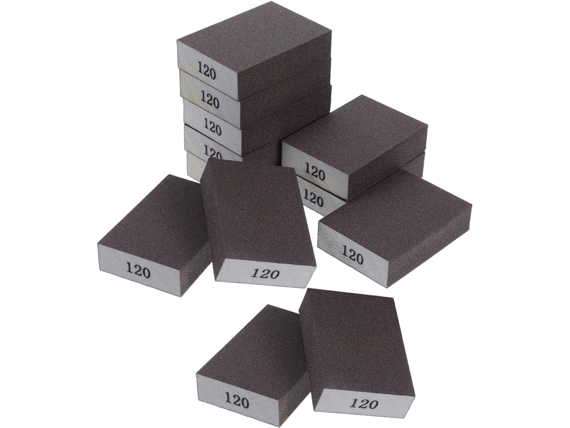 Conjunto De 12 Esponjas De Lixa Dupla Face, Blocos Abrasivos Flexíveis, Grão 120/120.