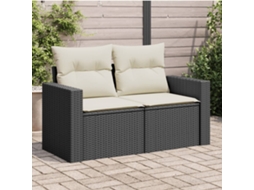 Sofá De Jardim Com Almofadões 2 Lugares Vime Pe Preto Dkd Home Decor