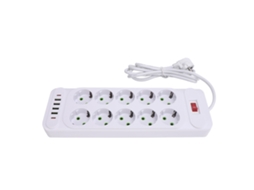 Laxiscreed Beliche Europeia Com 10 Tomadas Ac, 4 Usb E 2 Type-c Para Maior Ligação E Carregamento