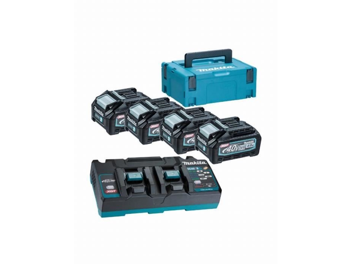 MAKITA 40V Li-Ion Max Conjunto de 4 Baterias 4 0Ah Carregador Mbox 191U28-6