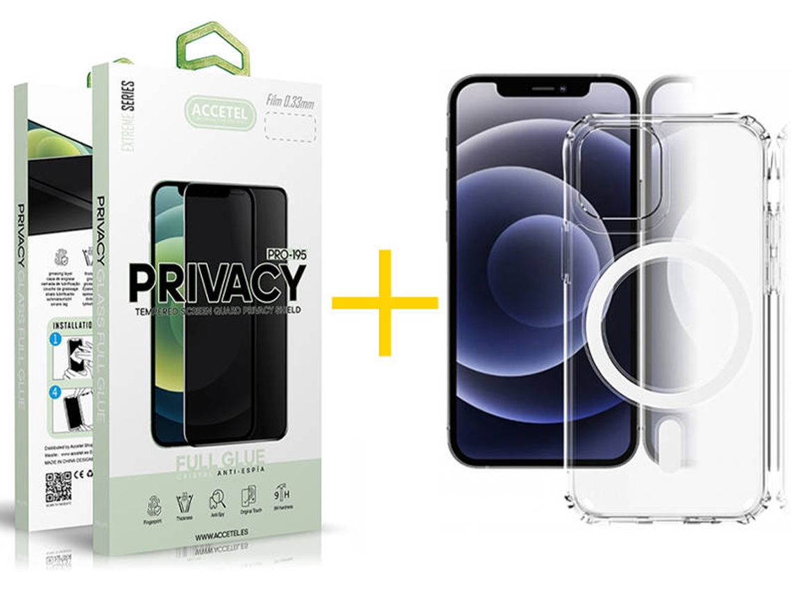 Kit Capa + Película 1X Anti-Spy iPhone 11 Accetel Magsafe Transparente