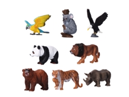 Ats 8 Figuras de Animales Salvajes Juguetes de Plástico Set de Animales Selváticos Con Tigre Koala Panda Guacamayo Juguetes Educatsivos