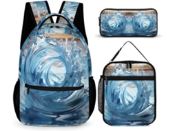 Conjunto Mochila Wave De 3 Peças Para Meninos, Escolar Primária Com Lancheira Estojo, Mochilas Escolares