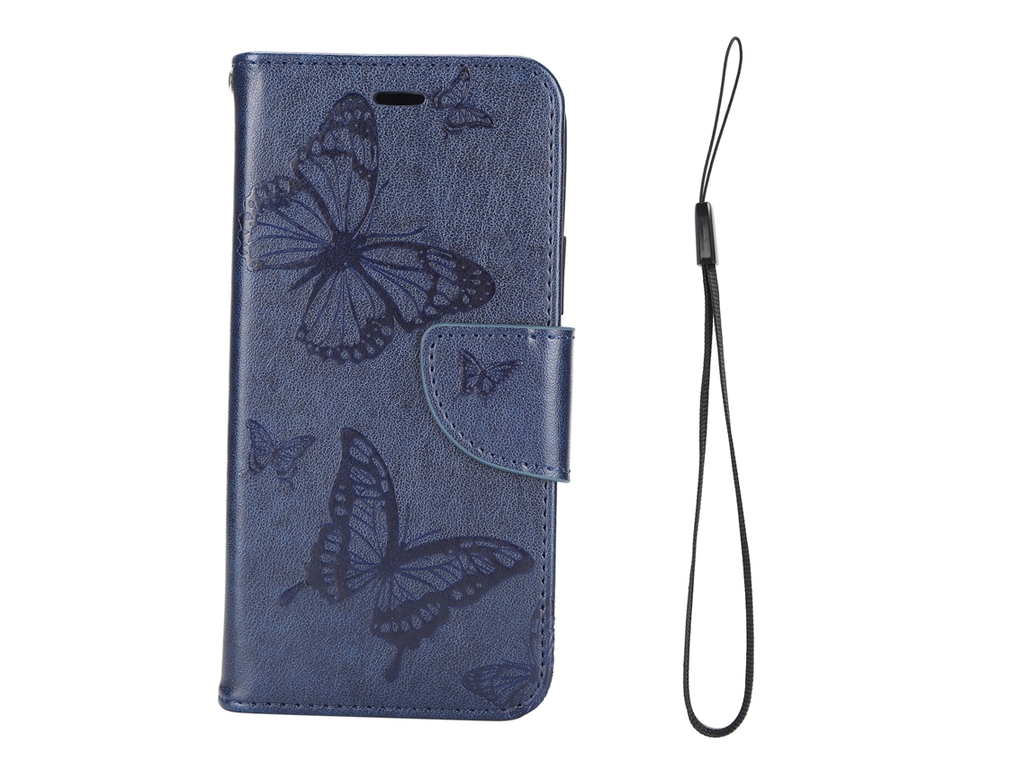 Capa de Couro para Iphone 12 Pro azul escuro com Slots e Design Embossado LAXISCREED