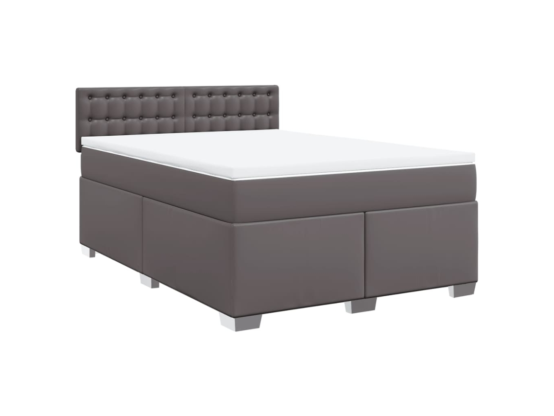 Cama com Molas Couro Artificial Cinzento MAISON EXCLUSIVE 140x200 cm