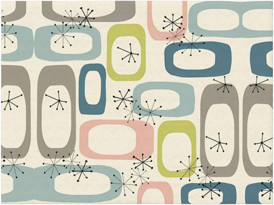 Colcha de Flanela com Estampa Retrô Estrelas Atômicas Macia e Aconchegante para Sofá Quarto 203 X 152 Cm, Ma
