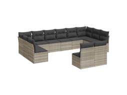 Conjunto de 12 Sofás de Jardim com Vime Almofadões Pe Cinzento Claro MAISON EXCLUSIVE