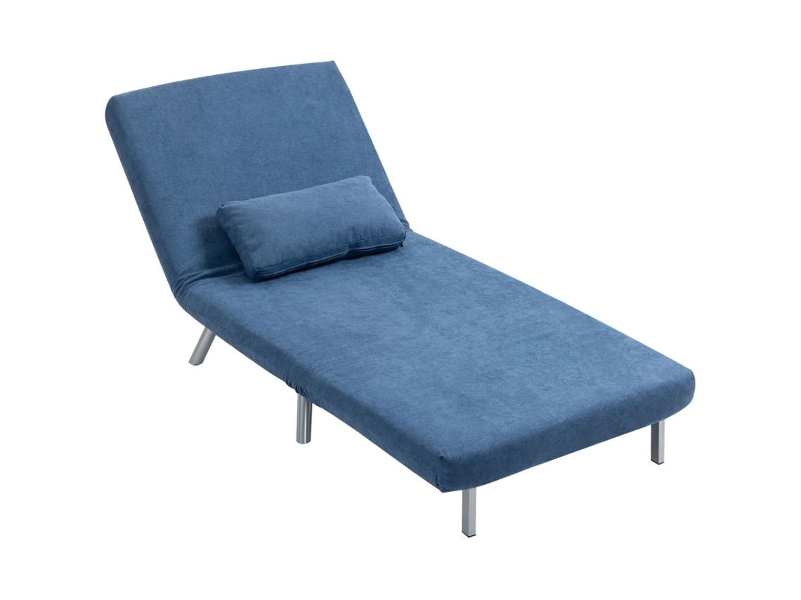 Poltrona Cama 2 Em 1 Azul Com Almofadas De Tecido