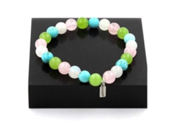 Pulseira Com Contas De Peridoto, Pedra Da Lua, Quartzo Rosa E Turquesa De 8 Mm Nostalgia88