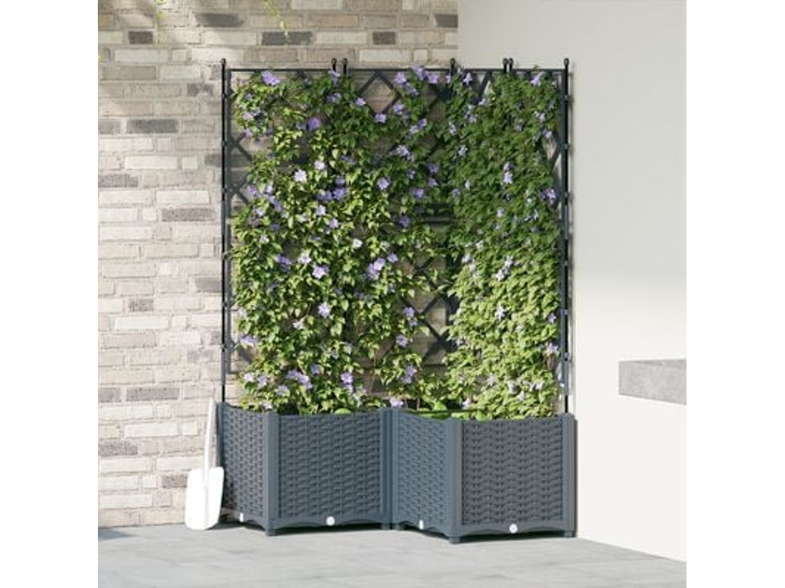 Jardineira De Jardim Com Treliça 3 Pcs Cinza Claro 80x80x143 Cm Wsd562119 Lovely Home