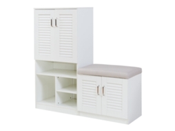 Sapateira Løten com 4 portas e 7 prateleiras 120x37x120 cm branco EN.CASA