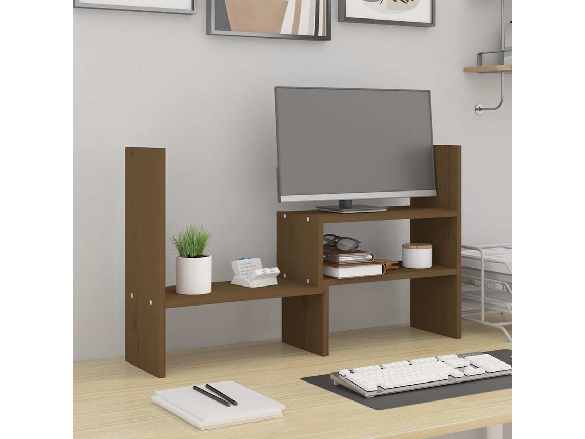 Vidaxl Suporte Para Monitor (39-72)x17x43 Cm Pinho Maciço Castanho-mel