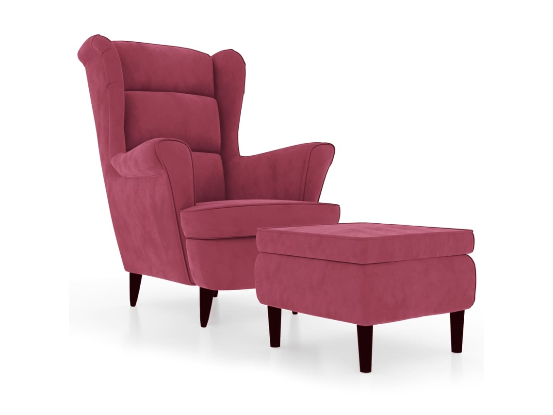 Armchair With Stool, Armchairs With Stools Vidaxl Vermelho Veludo