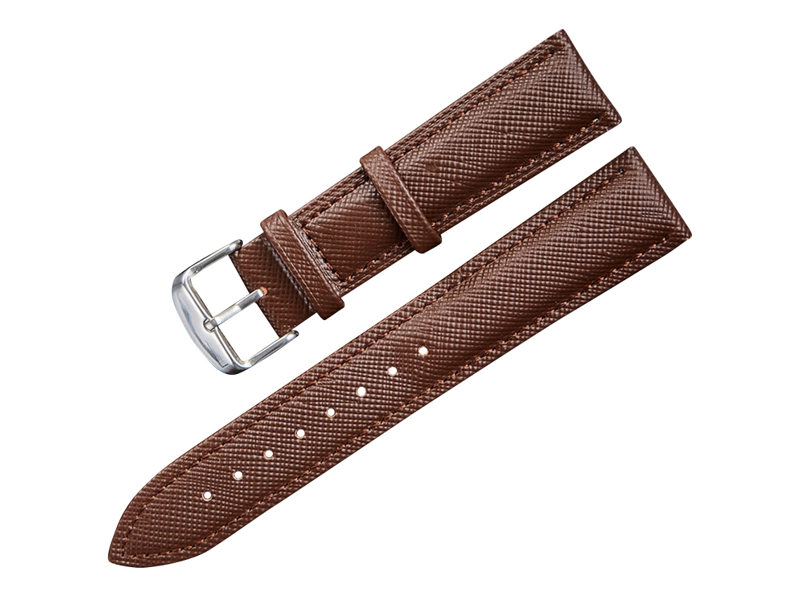 Pulseira de relógio casual em couro PU para homens e mulheres, 14 mm, marrom.