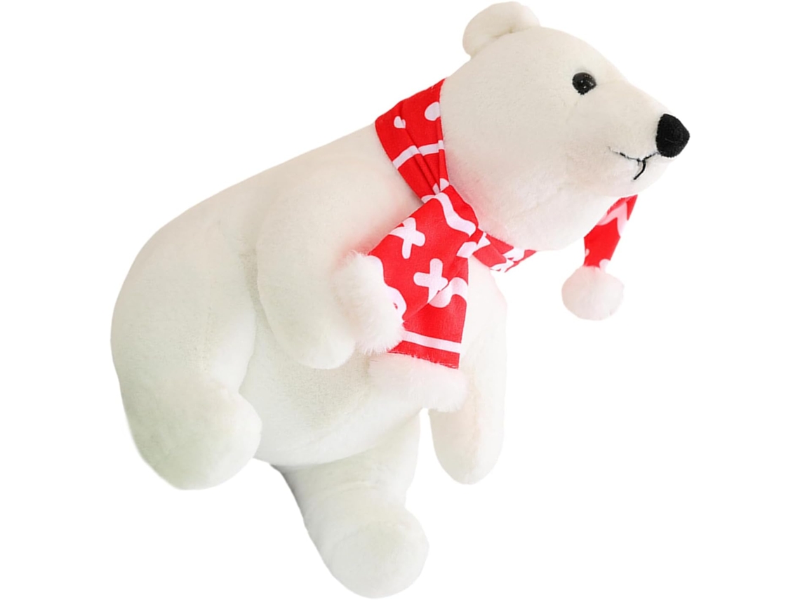 Urso Polar De Pelúcia Para Decoração Natal Com Textura Macia E